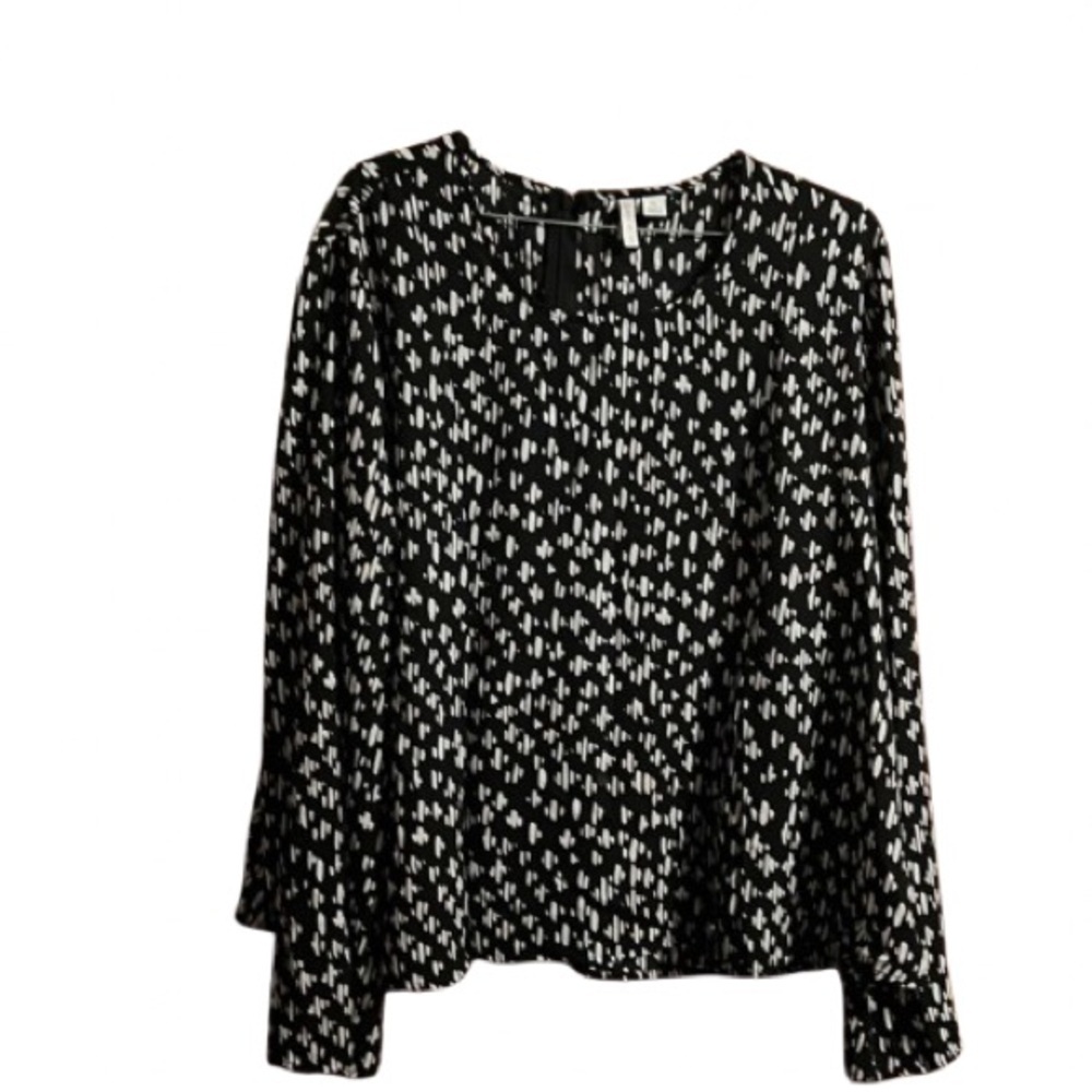 #443 Cato Black and Tan XL Blouse long sleeves